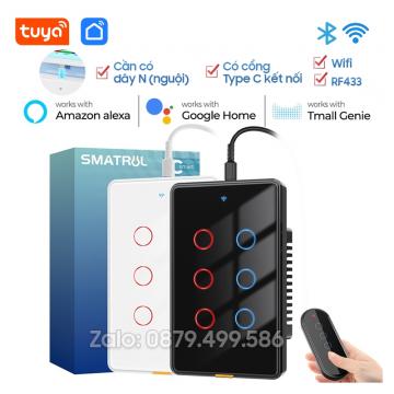 Công Tắc Đèn 10A C401-US Có Cổng TYPE C Wifi RF433 Smart life Tuya