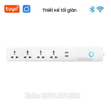 Ổ Cắm SPS501 4 Cổng 10A 2 Cổng USB Wifi Điều Khiển Từ Xa Smart Life Tuya