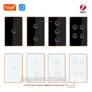 Công Tắc Zigbee DMS-US Viền Kim Loại Nút Bấm Lõm Hình Chữ Nhật Tuya Smart Life